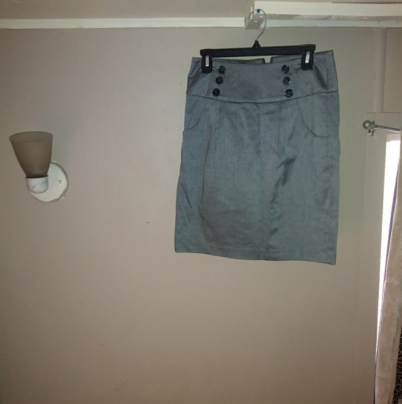 Gray Pencil Midi Skirt - Picture 1 of 3